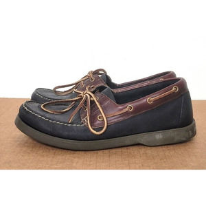 Bass Seafarer Black Brown Two Tone Leather Boat Shoes Mens Size 7.5 Nautical